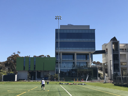 Exterior shot of the Biological and Physical Sciences Building (BPS) at UCSD. The seven-story building includes laboratories, classrooms, an auditorium and faculty offices.