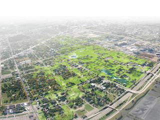 Aerial view of an urban landscape masterplan