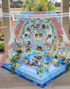 A May 2023 activation event for "Grieving Sun Mural" at UCLA AUD. Photo courtesy UCLA Luskin School of Public Affairs.