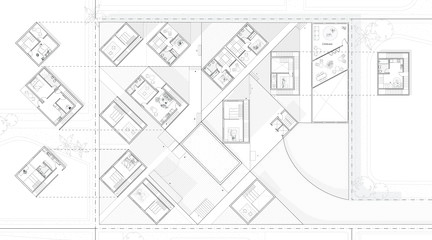 Work from Li's final project for first-year MArch core studio, "House to Housing," with Yara Feghali, Spring 2022