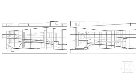 Side by side line drawings of final model