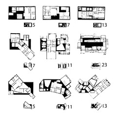 Floor plans in black and white