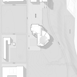 Black and white site plan drawing.