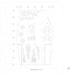 Black and white plan drawing of first floor.