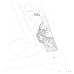 Site plan drawing showing building within its context.