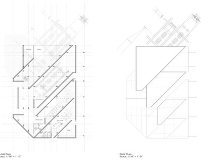 Typical floor plan and roof plan drawings.