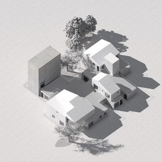 Rendered axonometric projection of a housing development in Los Angeles.