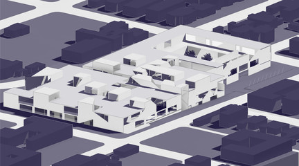 Rendered axonometric view of project.