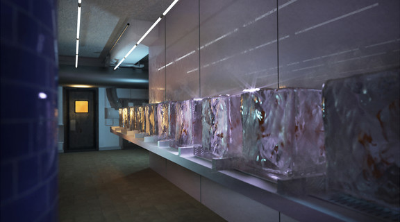 Image of an exhibition along a wall