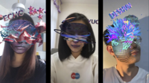 Screenshot of students with AR avatars superimposed over their faces