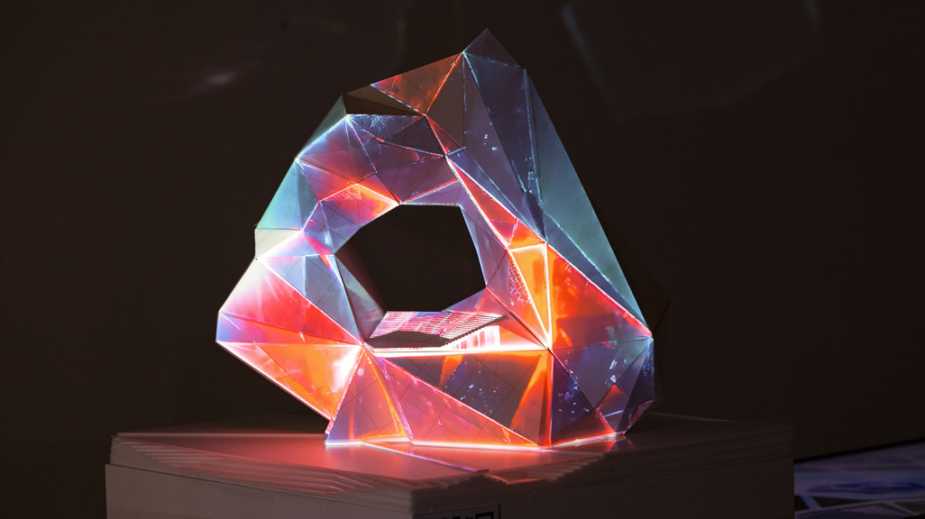 1:250 scale model of "The Crystal" with projection mapping and AR.